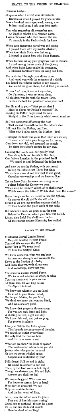 Prayer to the Virgin of Chartres (Published 1901) by Henry Adams